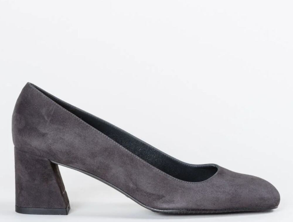Stuart Weitzman Marymid Gray Suede Block Heels Pumps 7.5